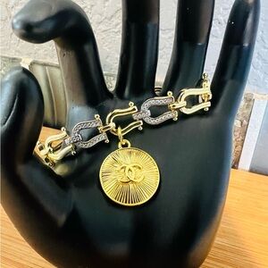 Gold and Silver Chain Bracelet with Medallion